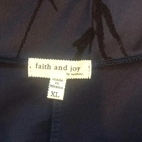 NWOT Faith and Joy by Monteau Navy/Black Floral Skirt w/Sheer Accent Hem- XL - Picture 9 of 9